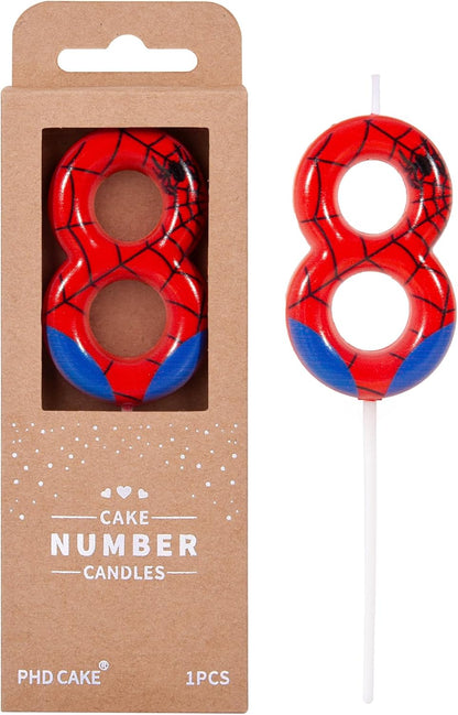 PHD CAKE 2.76 Inch Number 3 Spider Birthday Candles, Spider Cartoon Themed Number Candles, Cake Number Candles, Party Celebration