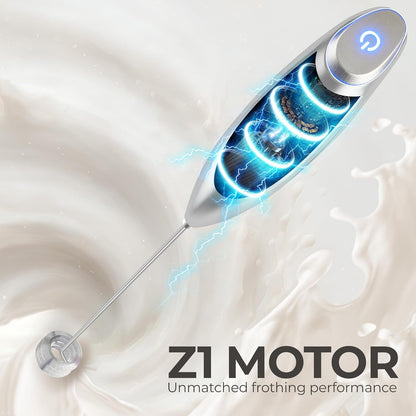 Zulay Kitchen Powerful Milk Frother Wand With Duracell Batteries - Ultra Fast Handheld Drink Mixer - Electric Whisk Foam Maker for Coffee, Lattes, Cappuccino & Matcha - Z1 Motor - Black - Colors C