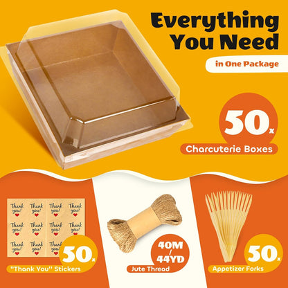 20Pcs Small Charcuterie Boxes with Clear Lids - Paper Mini Charcuterie Boxes To Go, Disposable Food Container with Lid, Dessert Boxes for Sandwich, Cookie, Sushi, Cake Slice, and Strawberries