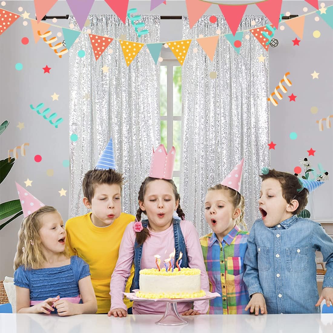 Poise3EHome Black Sequin Backdrop Curtains, 2 Panels 2FTx8FT Glitter Photo Booth Backdrop for Halloween Birthday Bachelorette Wednesday Twilight Party Decorations