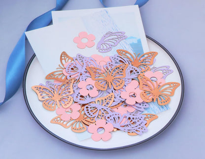 ONLYKXY 13g Butterfly Flower Table Confetti Decor Glitter Butterfly Decoration for Birthday Wedding Theme Thanks Giving Party Valentine's Mother's Day Scatter Bless Confetti (Glitter Gold)