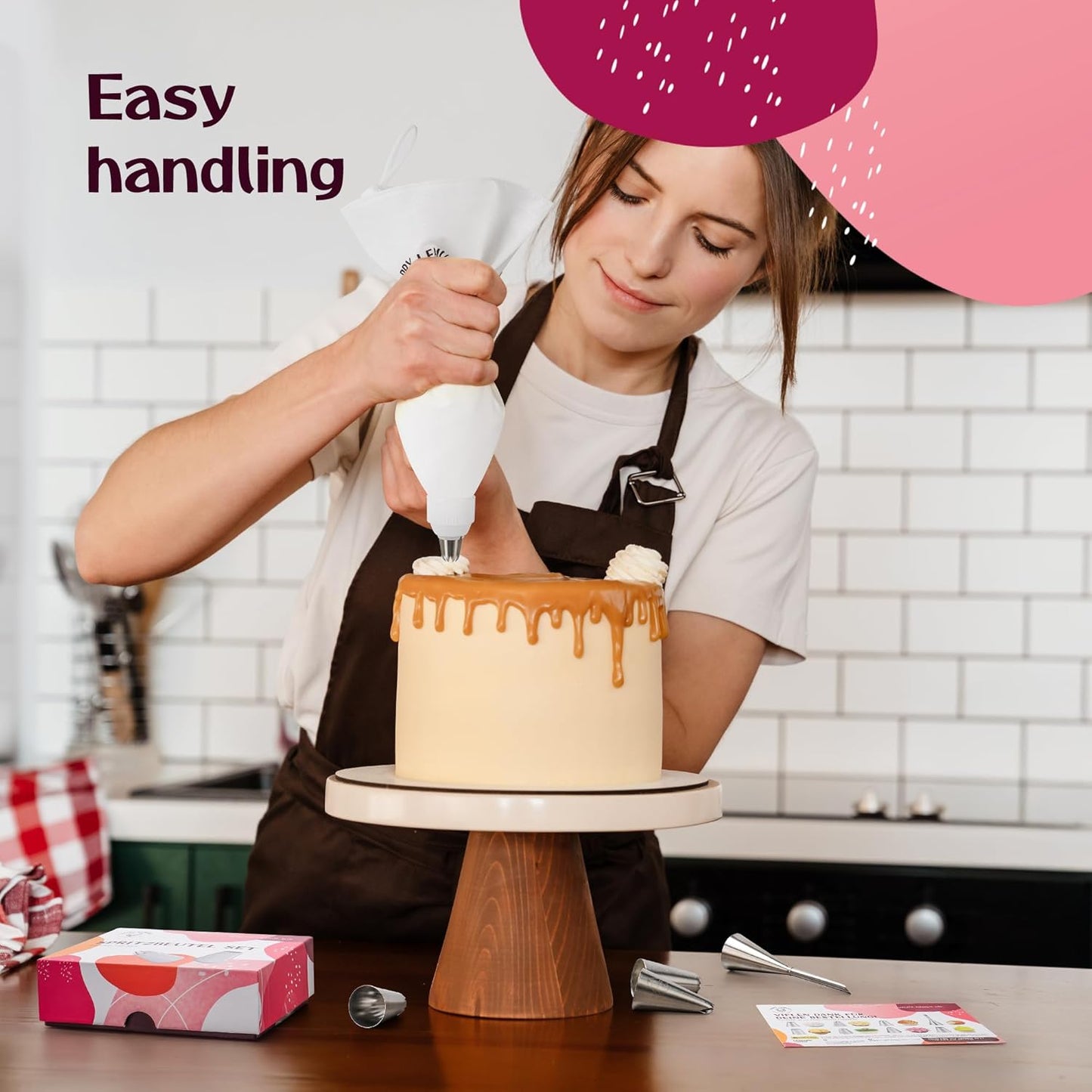 Large Piping Bags and Tips Set - XL Icing Tips - Large Piping Tips Set with Reusable Piping Bag (16 inch) - Decorating Tips for Cupcakes, Cakes, Cookies, Churros, Meringue, etc.