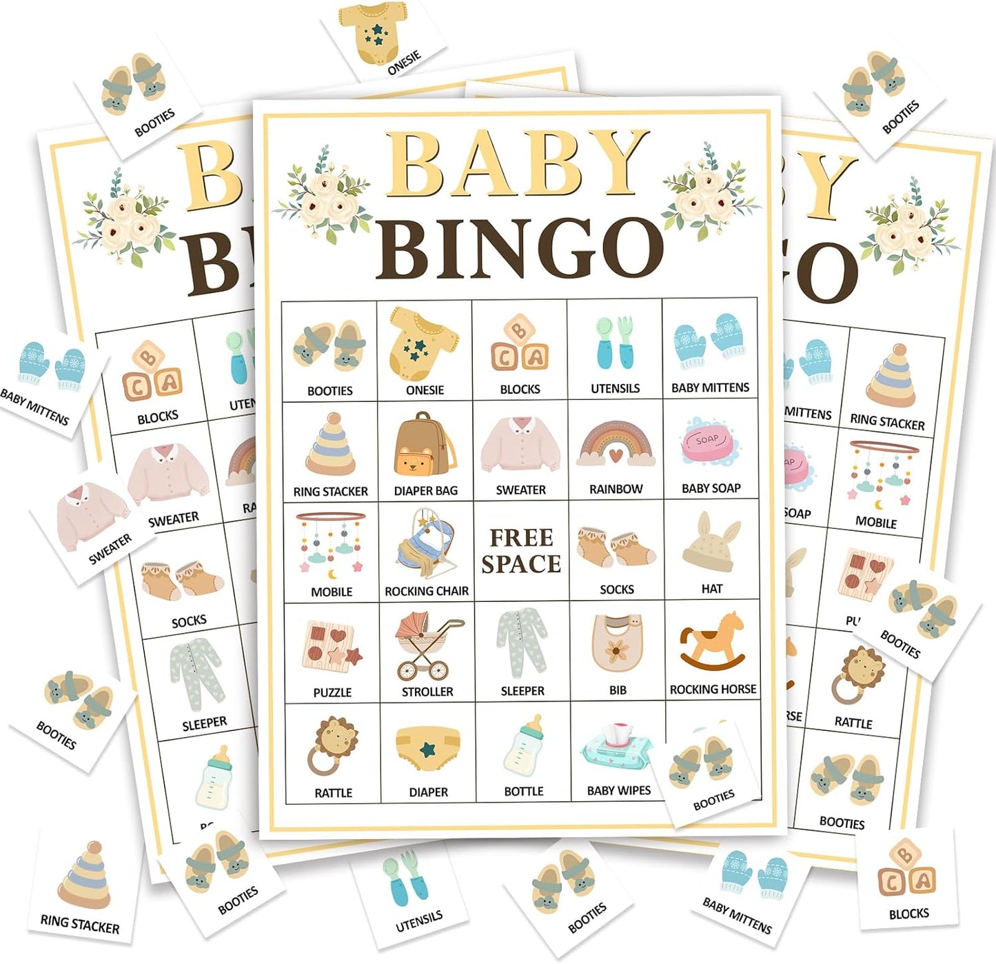 Pink Bow Baby Shower Bingo Games, 24 Player Pink Bingo Cards for Baby Shower, Gender Reveal Party Games Favors Supplies Decorations