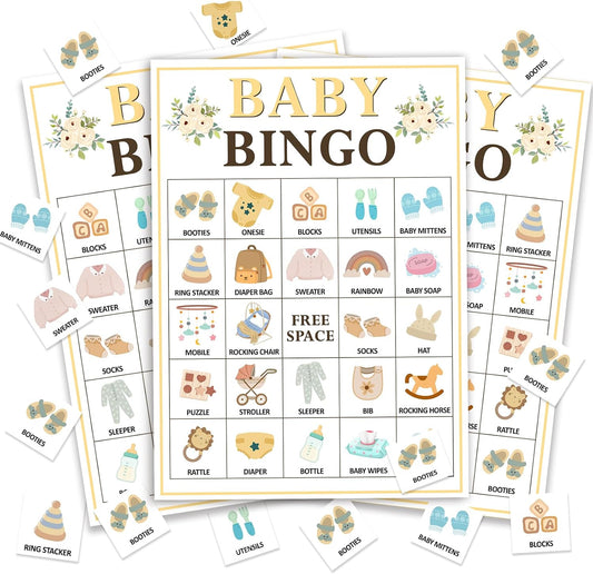 Pink Bow Baby Shower Bingo Games, 24 Player Pink Bingo Cards for Baby Shower, Gender Reveal Party Games Favors Supplies Decorations