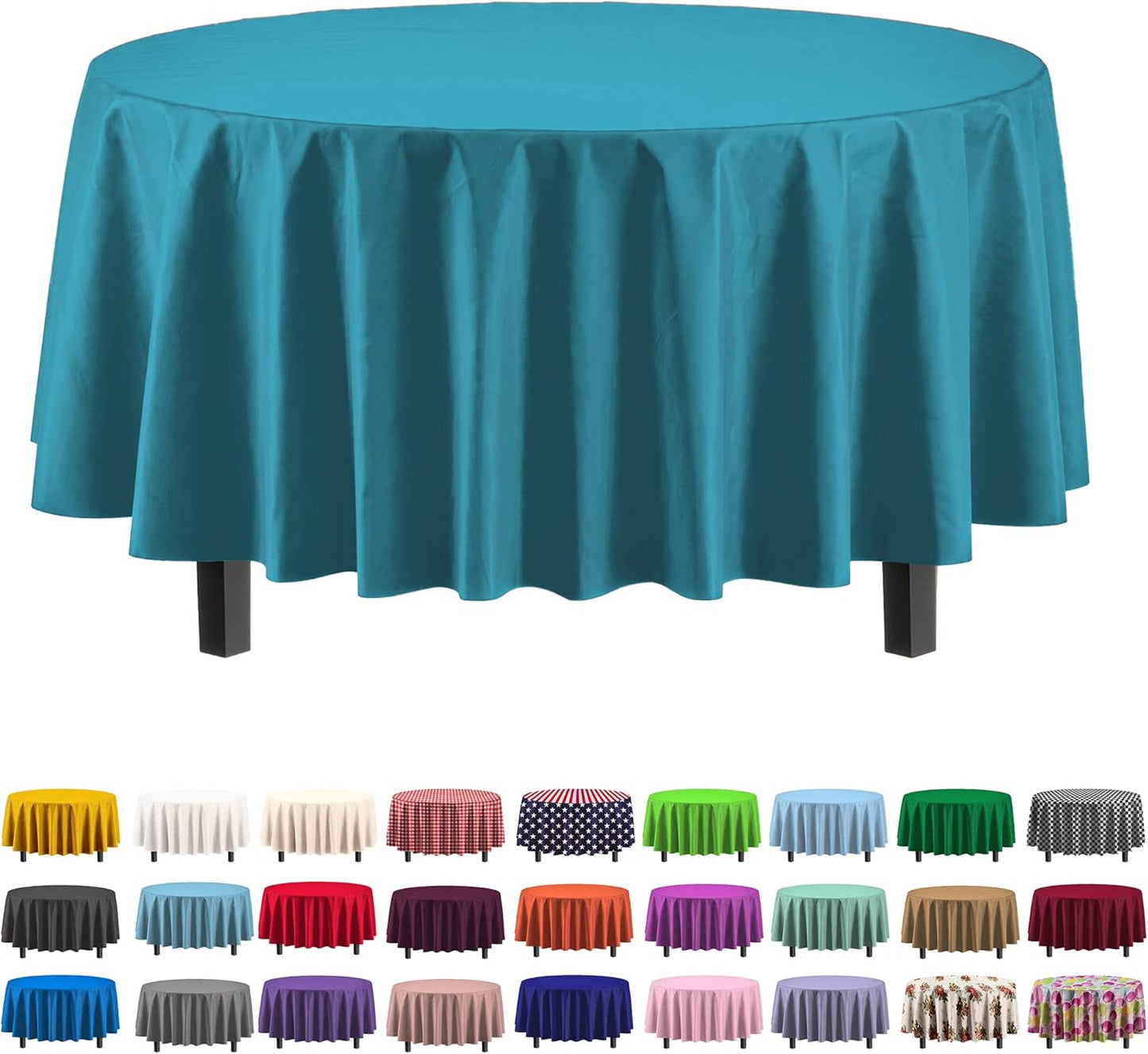 12-Pack Premium Plastic Tablecloth 54in. x 108in. Rectangle Table Cover - Dark Blue - Colors B