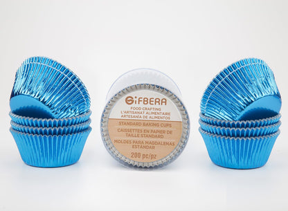 Gifbera White Metallic Foil Cupcake Liners Standard Size Baking Cups, 200-Count