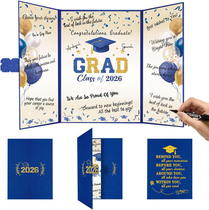 QIYANPAX Graduation Guest Book 2026, Blue and Gold Graduation Decorations Class of 2026, Graduation Signature Book, Congrats Grad Guest Book Alternative, Unique Graduation Gifts
