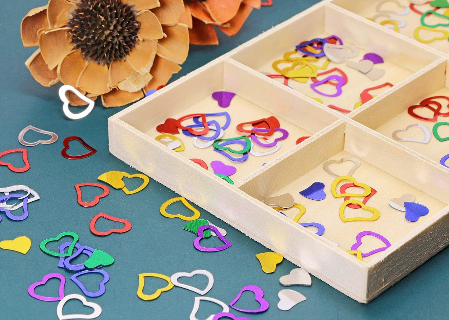 ONLYKXY 1200Pcs Love Heart Shaped Confetti, Table Wedding Decoration, Glitter Confetti for Wedding Party (Silver)