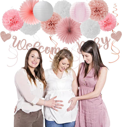 2026 Blue Class-Congratulations Prom Graduation Party-Decorations - 22pcs High School College Grad Supplies Decor,Royal Navy White Silver Tissue Pom Poms Streamers, Paper Flowers Lanterns Hugmoon