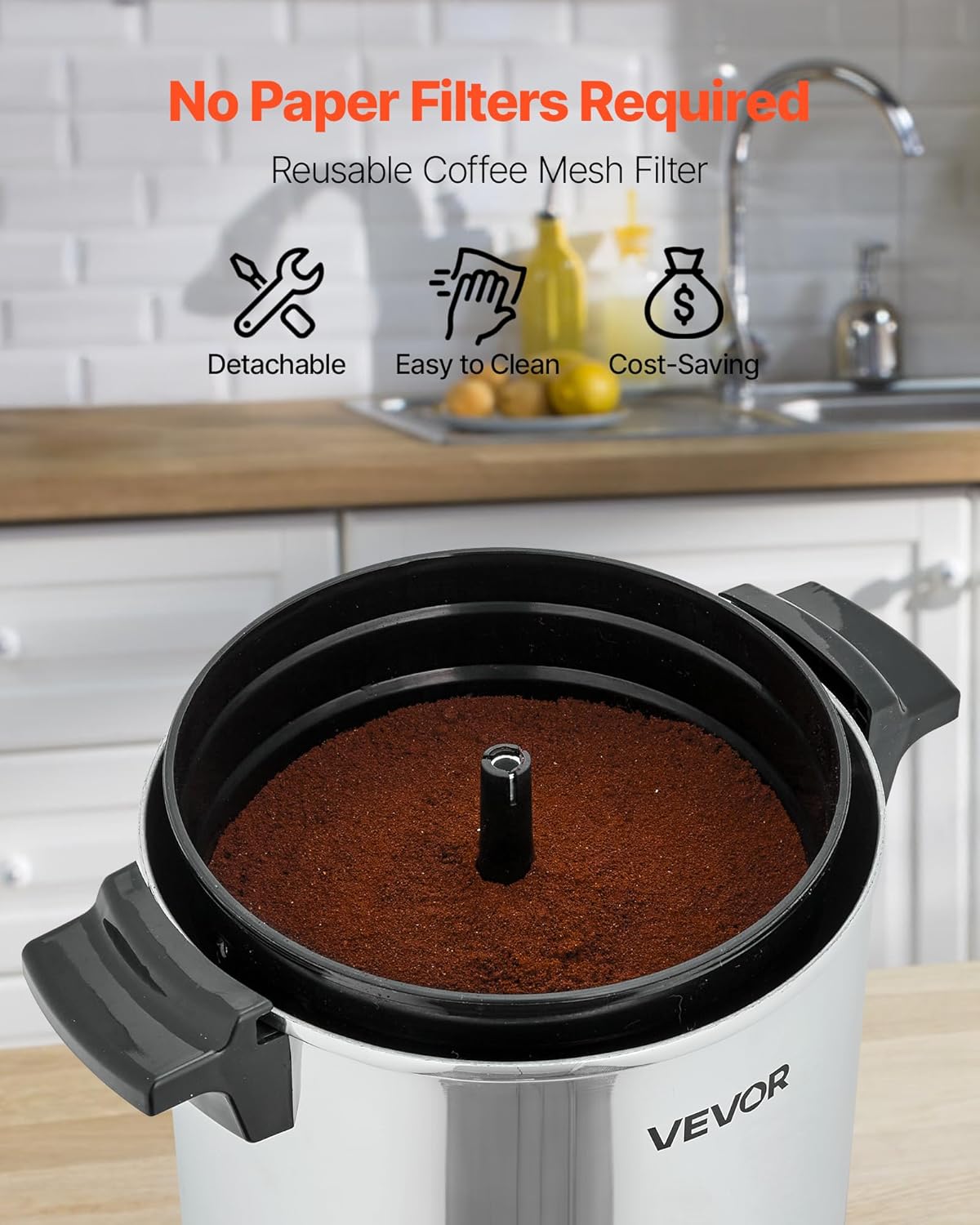 VEVOR Commercial Coffee Urn, 60 Cup 9 L Hot Beverage Dispenser with Dripless Faucet, Quick-Brewing Stainless Steel Large Commercial Coffee Maker, for Catering, Business, Party, Church & Restaurant