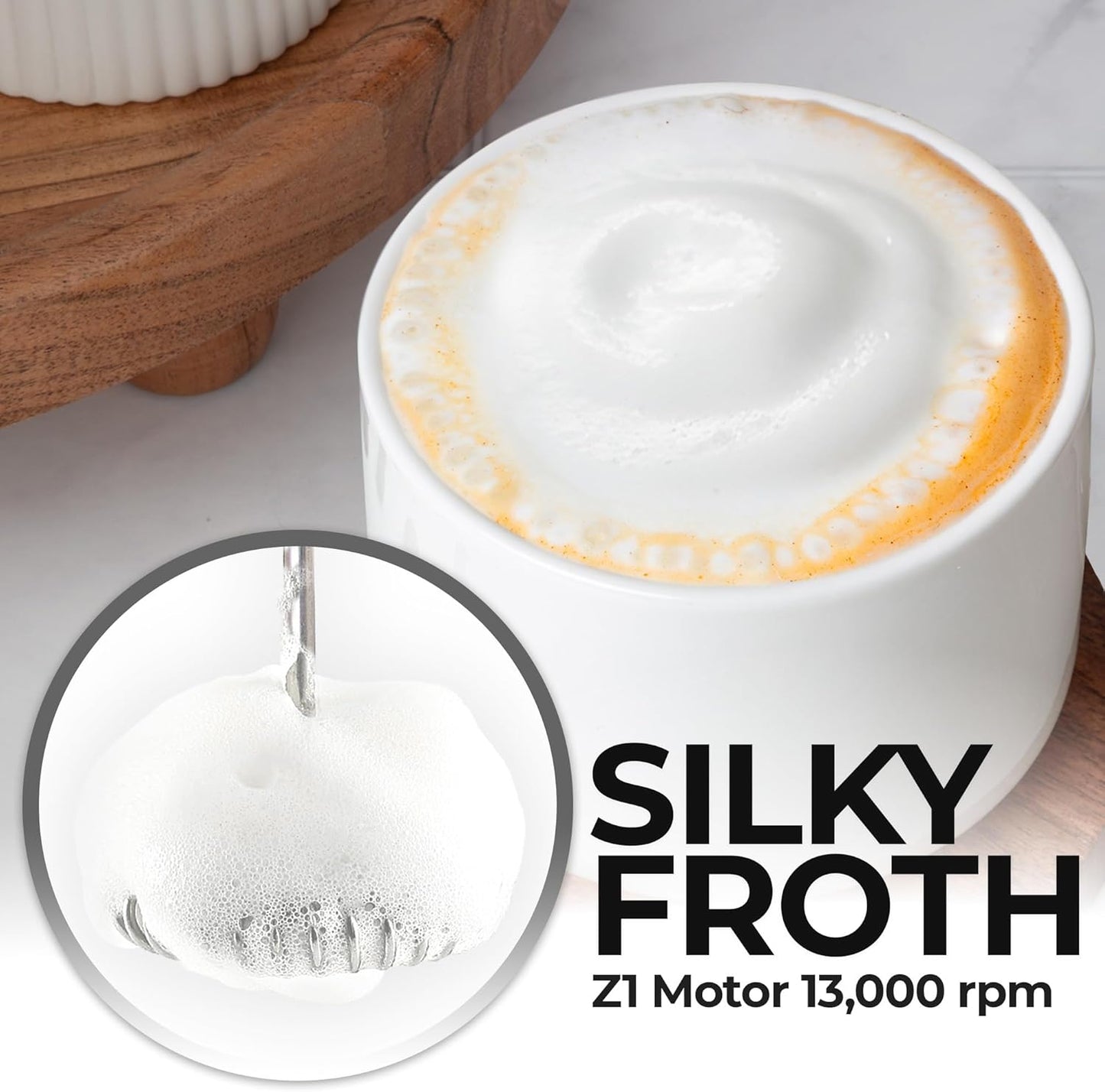 Zulay Kitchen Powerful Milk Frother Wand With Duracell Batteries - Ultra Fast Handheld Drink Mixer - Electric Whisk Foam Maker for Coffee, Lattes, Cappuccino & Matcha - Z1 Motor - Black - Colors B