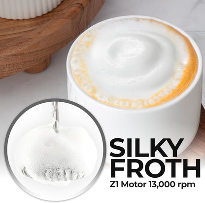 Zulay Kitchen Powerful Milk Frother Wand With Duracell Batteries - Ultra Fast Handheld Drink Mixer - Electric Whisk Foam Maker for Coffee, Lattes, Cappuccino & Matcha - Z1 Motor - Black - Colors B