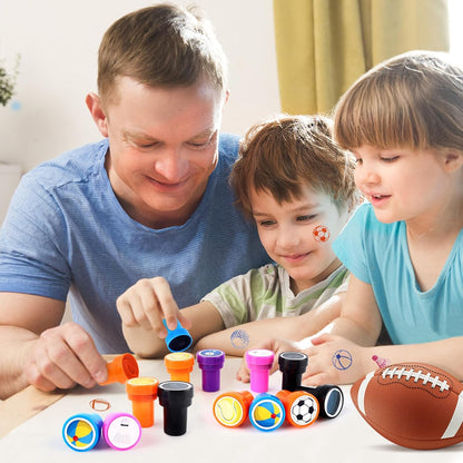24 PCS Camp Party Favors Camping Adventure Mini Stamps Colorful Self Inking Stamps Camping Themed Party Favors for Boys Girls Student School Classroom Rewards Carnival Prizes Supplies