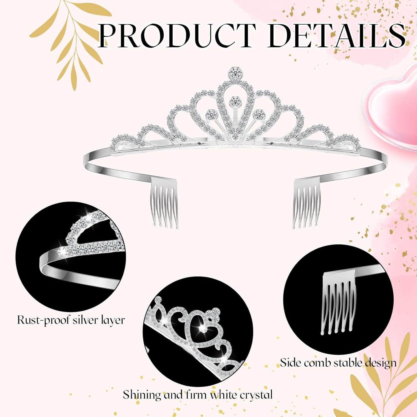 24 Pcs Crystal Tiara Crowns for Women Bulk Rhinestone Princess Headband Crown with Combs Tiaras for Pageant Bridal Shower Wedding Birthday Prom Party Gifts