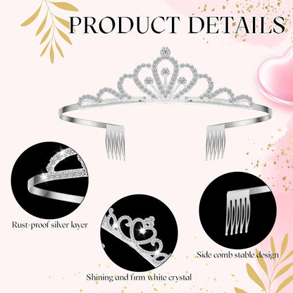 24 Pcs Crystal Tiara Crowns for Women Bulk Rhinestone Princess Headband Crown with Combs Tiaras for Pageant Bridal Shower Wedding Birthday Prom Party Gifts