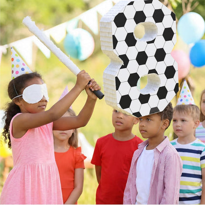 Gemscream Number 9 Soccer Piñata Bundle with Blindfold and Stick Small Piñata Party Decoration for Mexican Fiesta Cinco De Mayo School Anniversary Football Party Celebration Gift 15.75 x 11 x 2.8 in