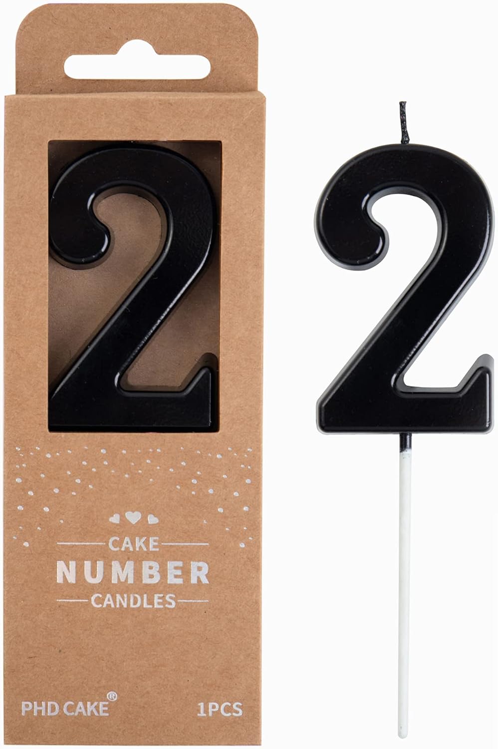 PHD CAKE 2.76 Inch Modern Gold 2 Number Birthday Candles, Gold Number Candles, Cake Number Candles, Party Celebration