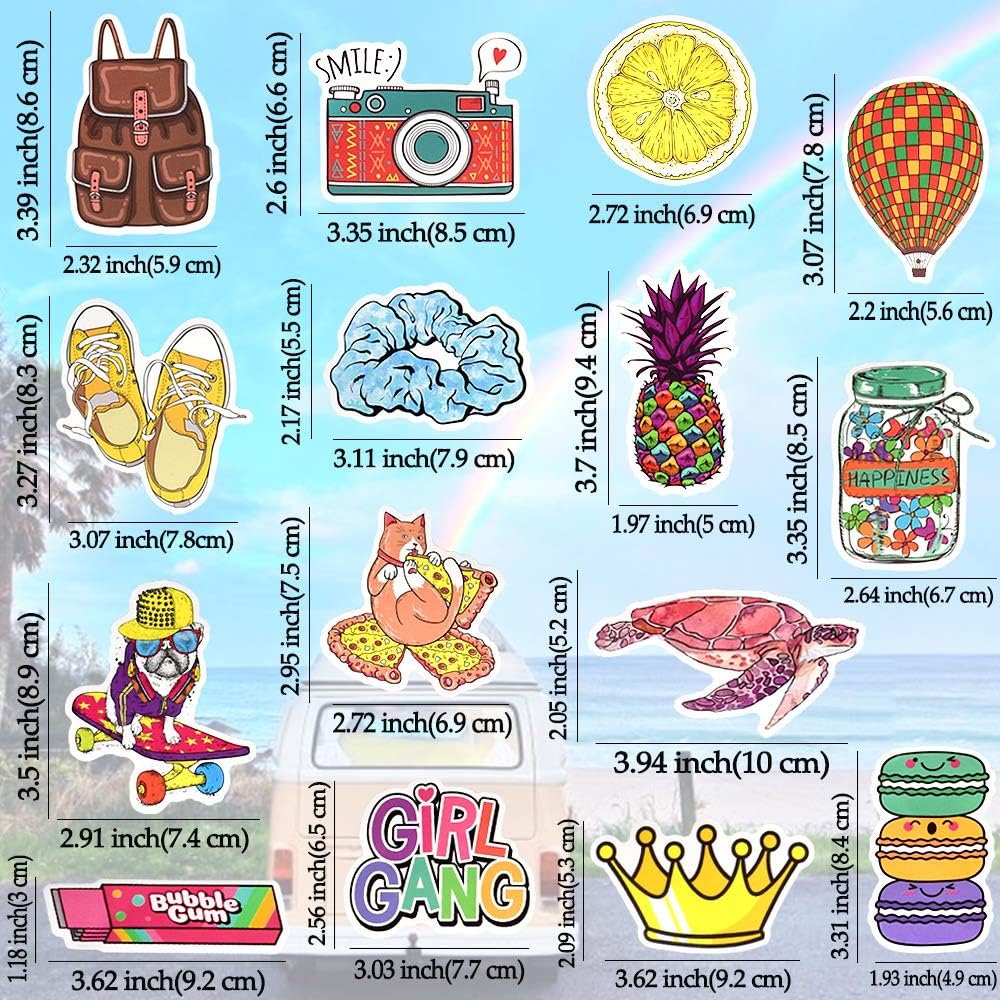 QTL Neon Stickers for Teens & Students Prizes, Waterproof Vinyl Party Favor Stickers, School Rewards, Water Bottle and Laptop, 50PCS - Colors B