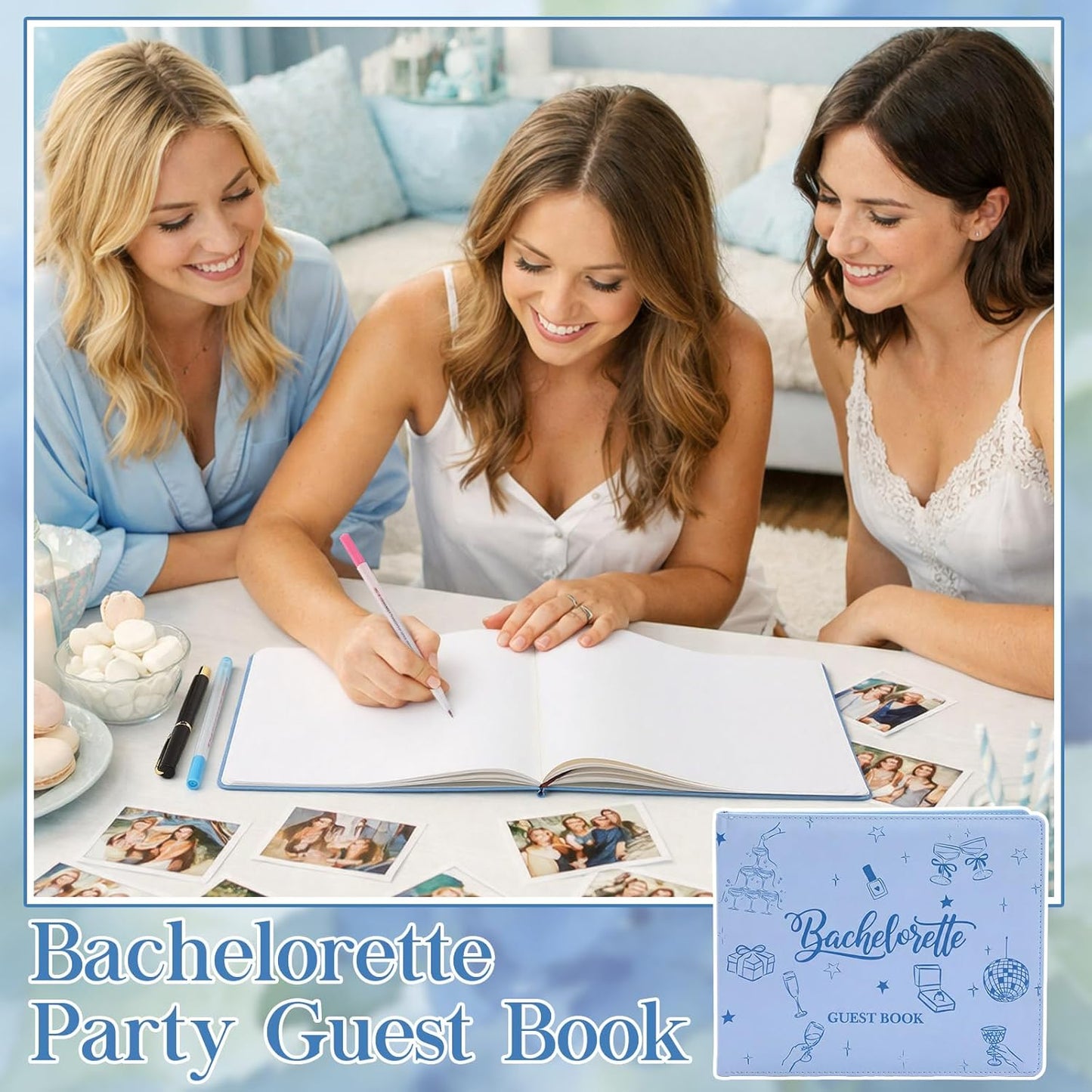 Patelai Bachelorette Party Guest Book with Pen, 8.7 x 7.1 Inches for Bridal Shower Scrapbook Photo Album Signature Memory Keepsake Book Bachelorette Wedding Party Favors, 56 Sheets