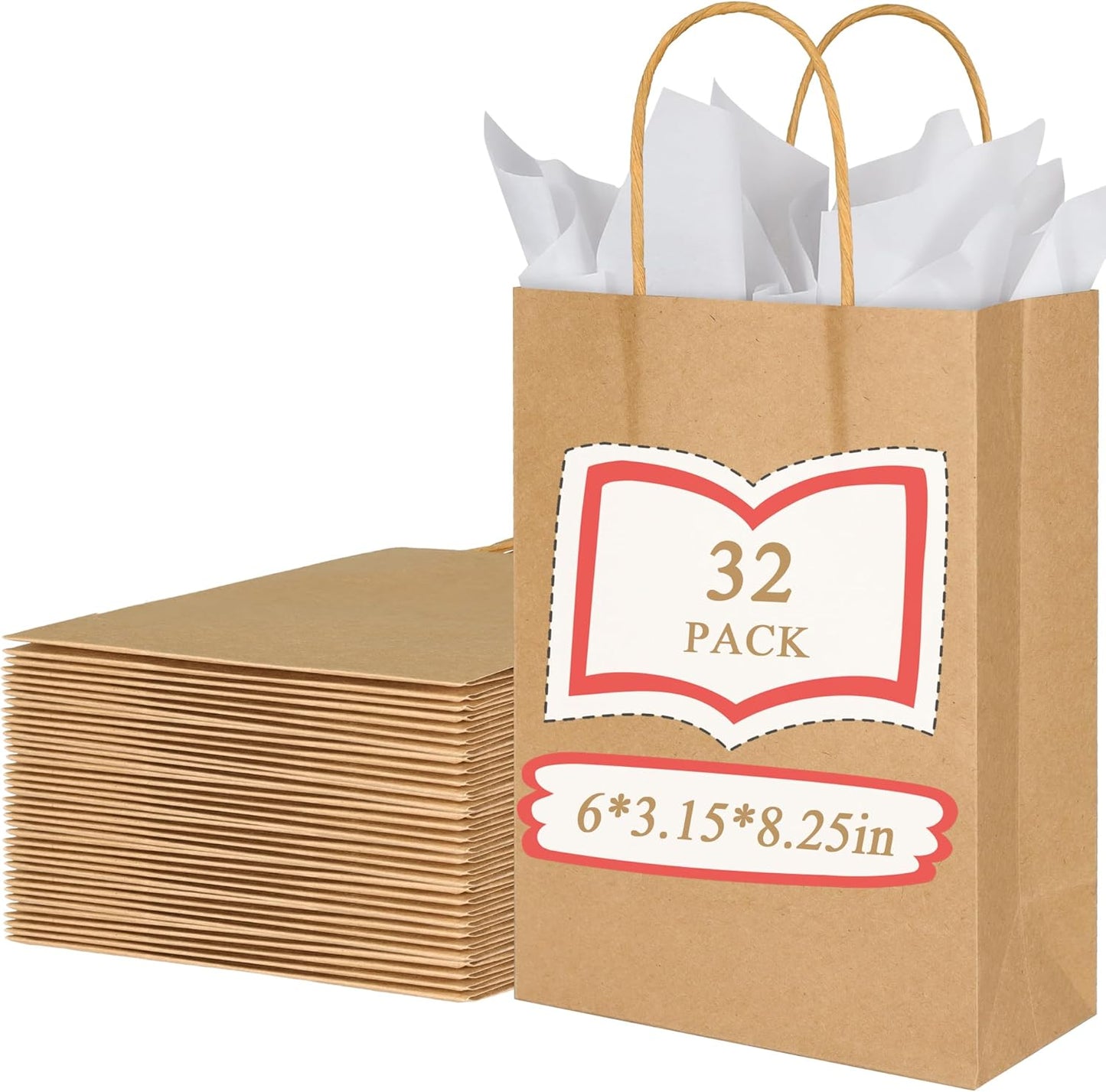 BLEWINDZ 32 Pieces Gift Bags with 32 Tissues, 8 Colors Party Favor Bags with Handles, Rainbow Gift Bag for Wedding, Birthday, Party Supplies and Gifts