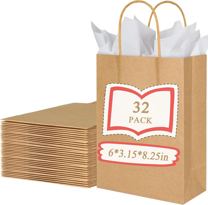 BLEWINDZ 32 Pieces Gift Bags with 32 Tissues, 8 Colors Party Favor Bags with Handles, Rainbow Gift Bag for Wedding, Birthday, Party Supplies and Gifts