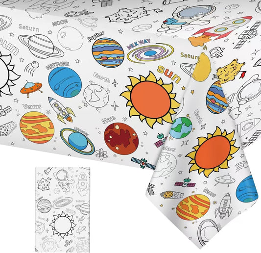 Litmitfu Dinosaur Coloring Tablecloth for Kids - Giant Dino Paper Activity Table Cover, Jumbo Animal Dino World Coloring Games Poster Crafts for Dinosaur Birthday Decorations Party Favors, 54x108 Inch