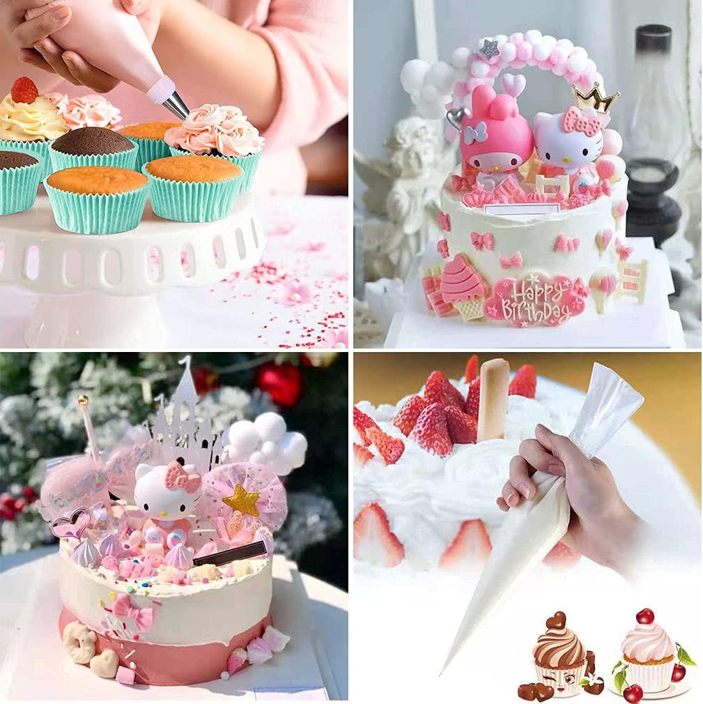 100 Pieces Piping Bags Disposable - Tipless Piping Bags | Pastry Bags | Icing Bags | Frosting Bags for Cake Cookies Baking Decorating (14 inch bags-A)