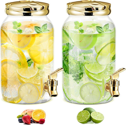 Havawish 2 Pcs 1 Gallon Plastic Beverage Dispenser with Spigot Clear Summer Kitchen Fridge Drink Dispenser for Parties Lemonade Juice Tea Beer Cold Water (Red,Cylinder)
