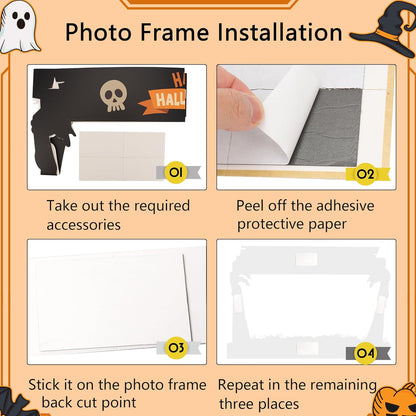 Lucleag Halloween Photo Booth Props Kit, 24Pcs Photo Props & Selfie Frame for Photos Decor, Ghost Bat Pumpkin Spider Photo Props for Halloween Decor Trick or Treat Party Supplies