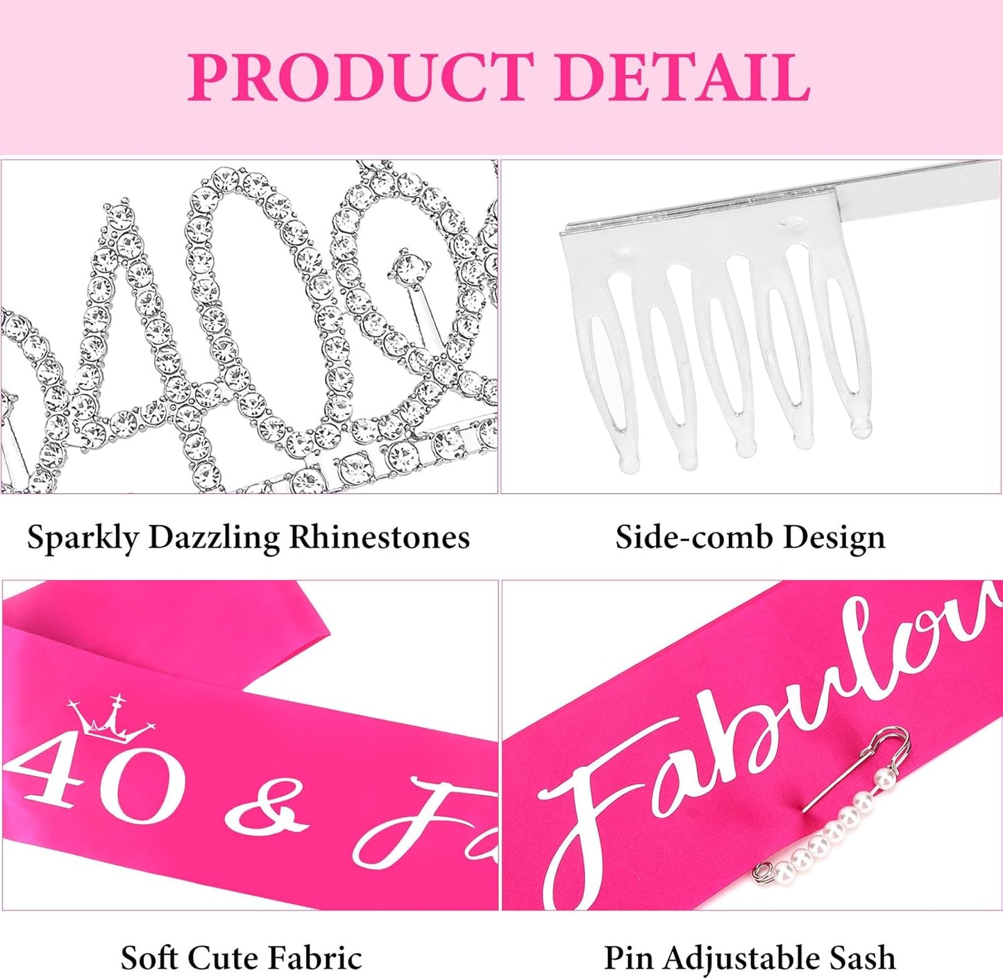 CAVETEE Silver Birthday Crown for Girls Birthday Decorations Birthday Gifts for Women and Girls