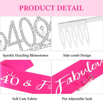 CAVETEE Silver Birthday Crown for Girls Birthday Decorations Birthday Gifts for Women and Girls
