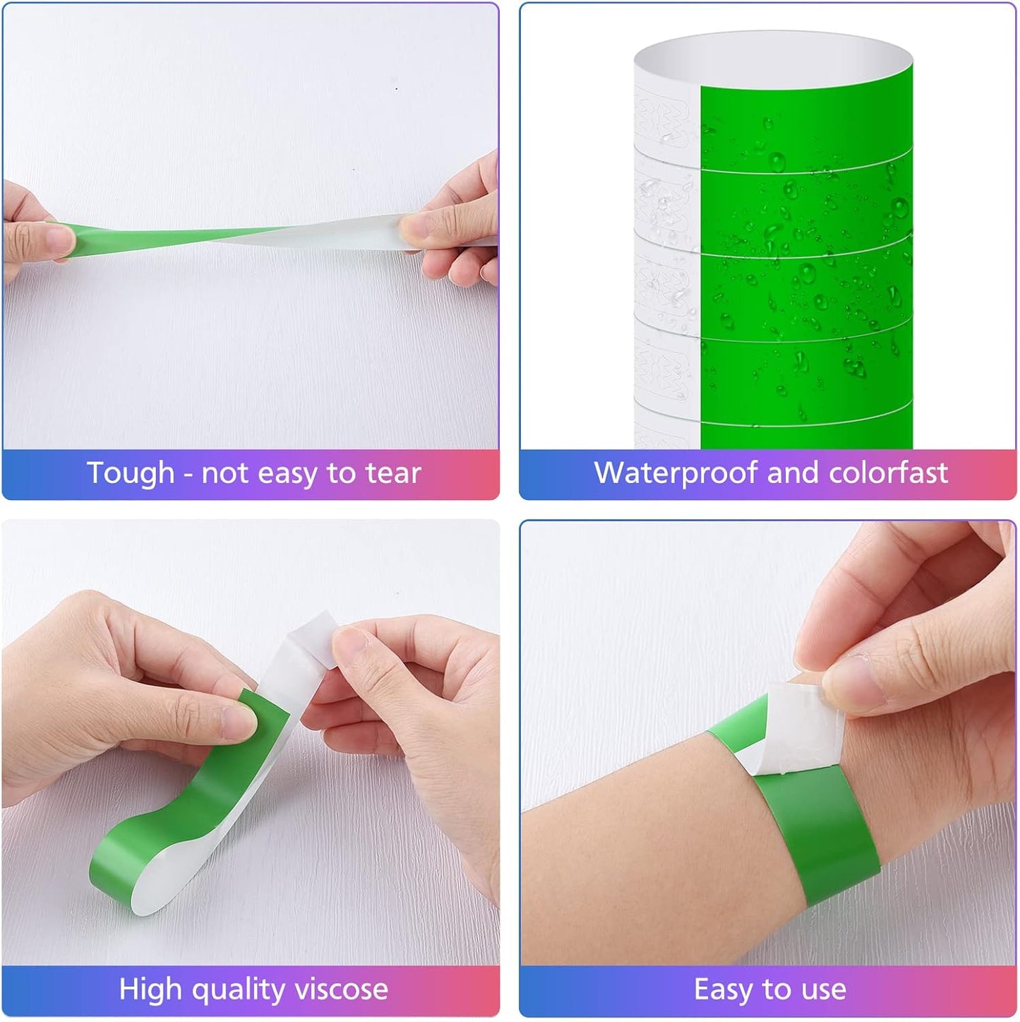 MIAHART Paper Wristbands for Events - 300 Pcs Gold Waterproof Party Arm Bands for Lightweight Concert Use