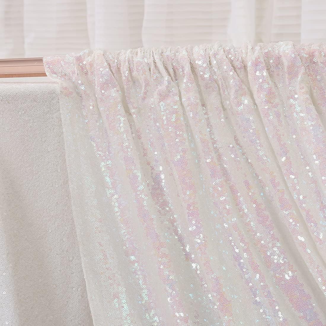 Poise3EHome Black Sequin Backdrop Curtains, 2 Panels 2FTx8FT Glitter Photo Booth Backdrop for Halloween Birthday Bachelorette Wednesday Twilight Party Decorations