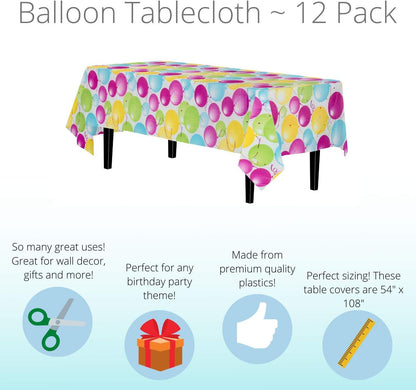 12-Pack Premium Plastic Tablecloth 54in. x 108in. Rectangle Table Cover - Dark Blue - Colors A