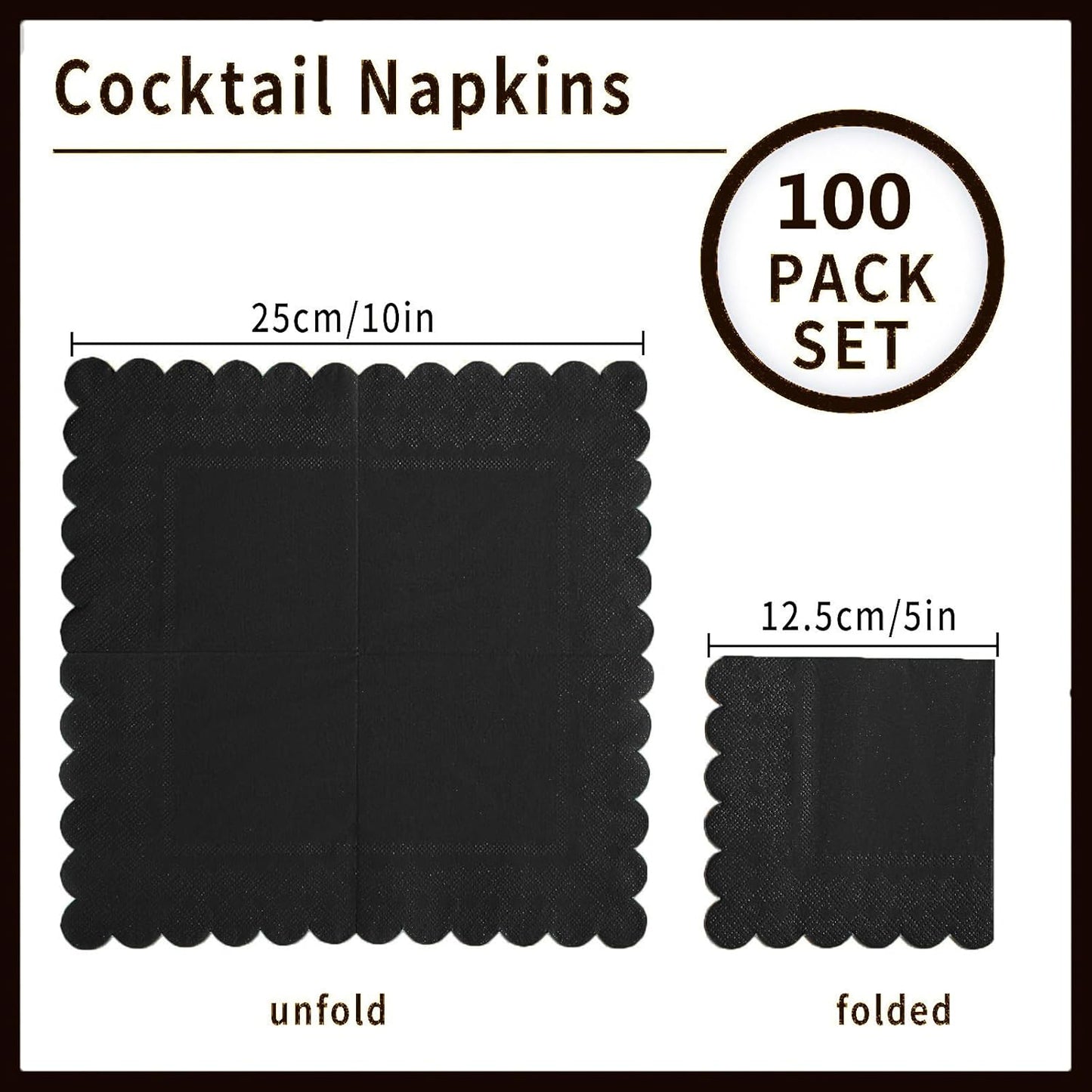 100 Pack Cocktail Napkin 2-Ply Scalloped Edged Dessert Napkins Folded 5 x 5 Inches Disposable Napkins for Dinner Wedding Birthday Party Bridal Anniversary Reception Event (Pink)