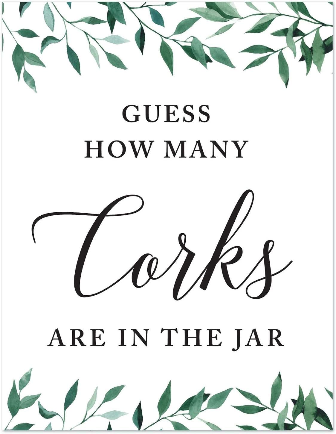 Andaz Press Wedding Party Signs, Natural Greenery Green Leaves, 8.5x11-inch, Bridal Shower Scavenger Hunt, 1-Pack - Colors D