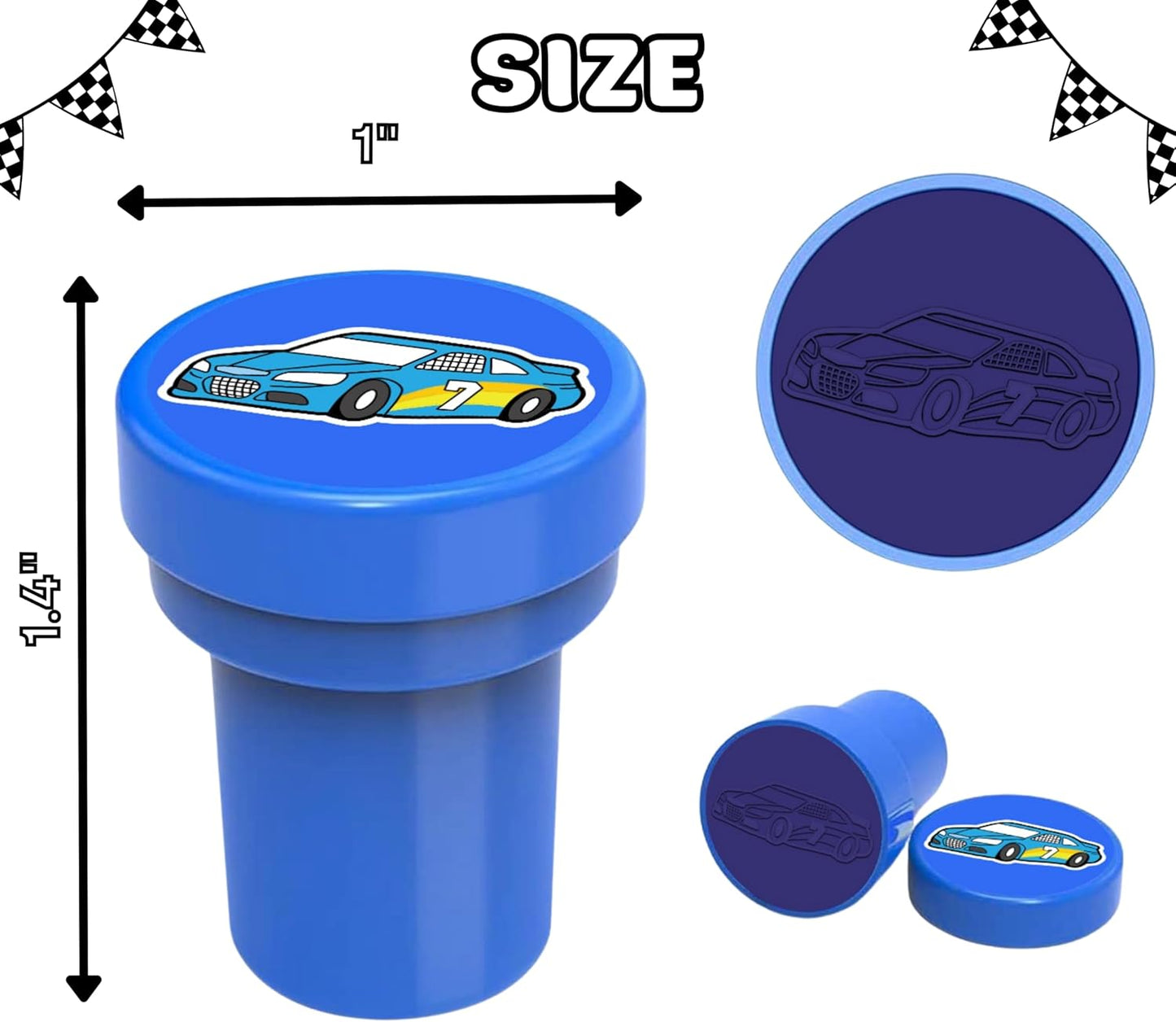 36PCS Race Car Party Favors for Kids - 24 Temporary Tattoos & 12 Stamps - Checkered Flag Themed Birthday Decorations, Goodie Bag Stuffers & Classroom Rewards for Boys