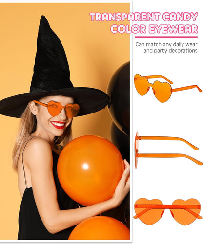 Frienda 20 Pairs Heart Shaped Sunglasses Rimless Candy Color Glasses for Women Men Party Favor