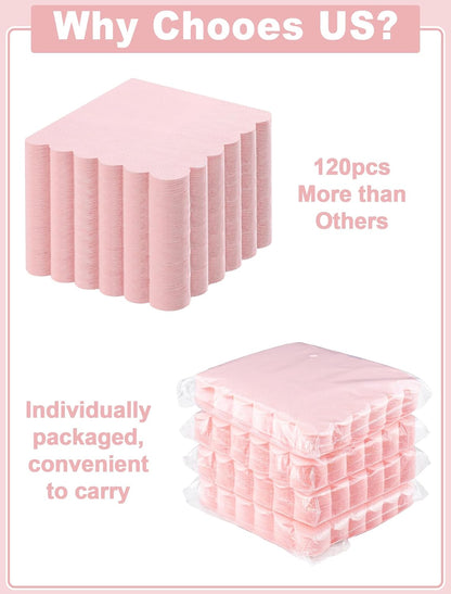 NatNarr 120 Pcs Cocktail Napkins Pink Mothers Day Paper Napkins Light Pink Dessert Beverage Napkin Cute Scalloped Party Napkin for Baby Bridal Shower, Birthday, 5 x 5 Inch