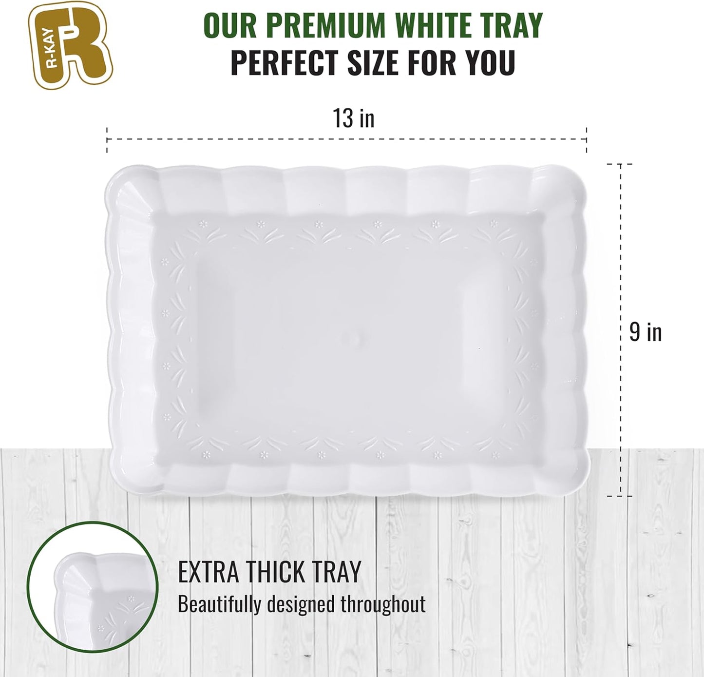6 Pack Clear Plastic Serving Trays for Party, 9 x 13 Inch - Heavy Duty Plastic Trays for Food - Rectangular Party Serving Trays and Platters - Clear Disposable Trays