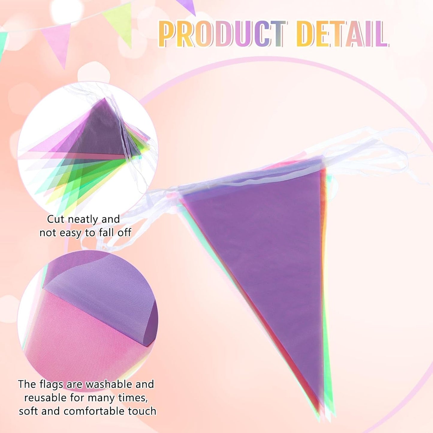Hahafelt 100 Feet Pennant Banners Flags 75 Solid String Triangle Flags for Grand Opening, Carnival Theme Birthday Party Decoration Outdoor Events Classroom Decoration(Pink)