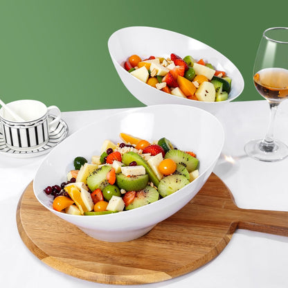 bUCLA 54 OZ Clear Plastic Serving Bowls (12 Pack) - Angled Serving Bowls Disposable for Chip&Candy - Party Table Salad and Fruit