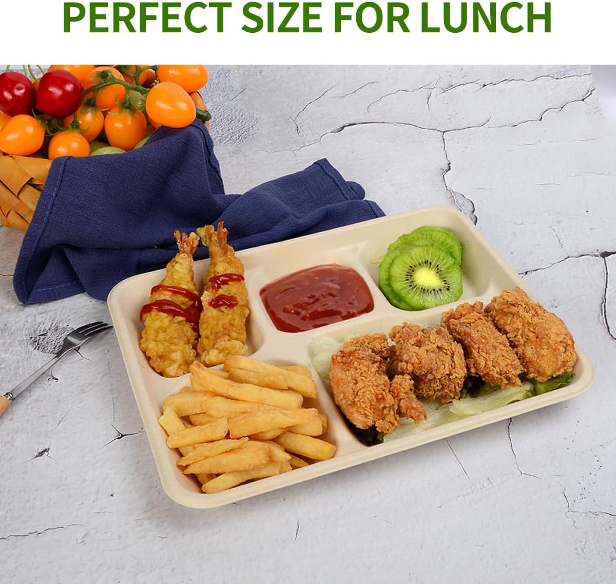 100 Pack 14 inch Large Disposable Food Trays for Crawfish Seafood Boil BBQ Dessert, Large Paper Plates 14 inch Heavy Duty Disposable Serving Trays for Seafood Boil Party