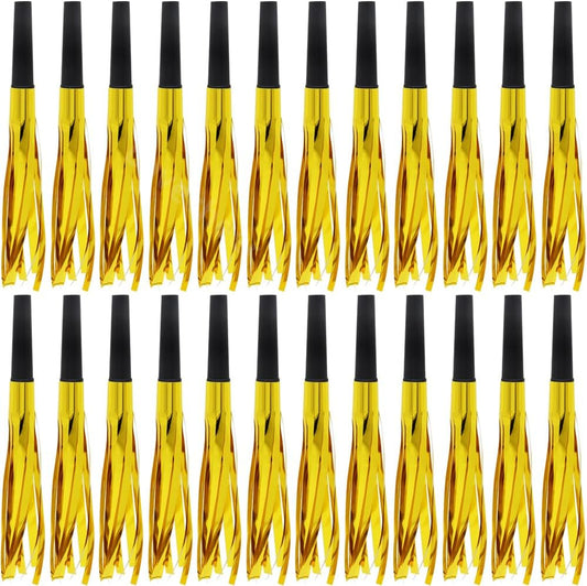 Lovecheer 24/60PCS Fringed Foil Party Noisemakers Metallic Fringed Party Blowers for Adults Birthday Wedding New Year Christmas Blowouts