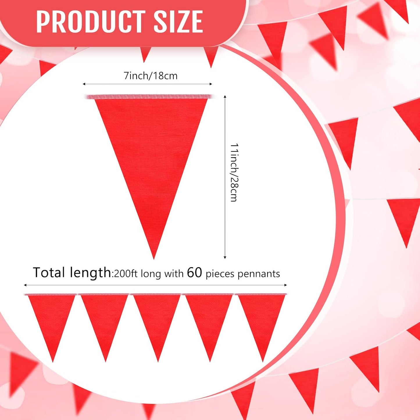 Tatuo 200 Feet Solid Pennant Banners Flags String Triangle Hanging DIY Bunting Flags Party Decorations for Grand Opening Party Banners for Kids Birthday, Shops (White)
