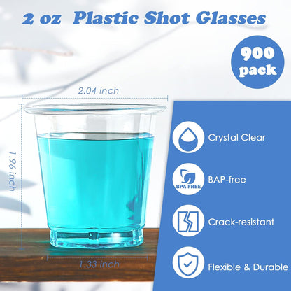 Lilymicky 500 PACK 1 oz Plastic Shot Glasses, 1 Ounce Clear Disposable Party Cups for Vodka, Whiskey, Tequila, Mini Plastic Containers for Sauce, and Sample Tasting