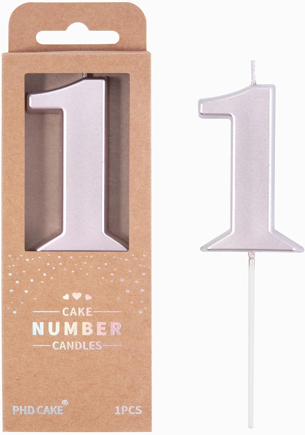 PHD CAKE 2.76 Inch Modern Gold 2 Number Birthday Candles, Gold Number Candles, Cake Number Candles, Party Celebration