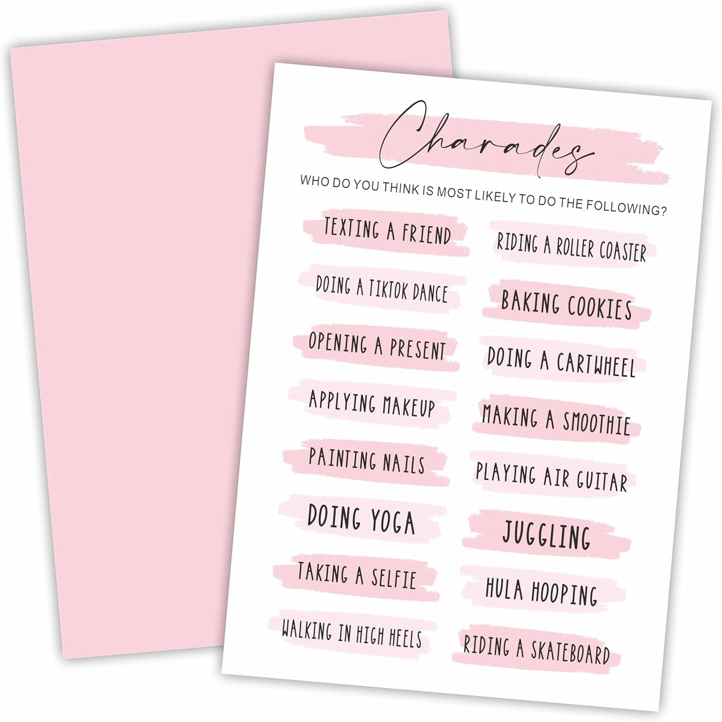 DYIRBIIY Minimalism Birthday Party Game Cards - Selfie Scavenger Hunt - 20 Blush Double-Sided Fill in Style Funny Birthday Party Game Cards for Adults, Party Supplies & Activities - A02
