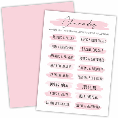 DYIRBIIY Minimalism Birthday Party Game Cards - Selfie Scavenger Hunt - 20 Blush Double-Sided Fill in Style Funny Birthday Party Game Cards for Adults, Party Supplies & Activities - A02