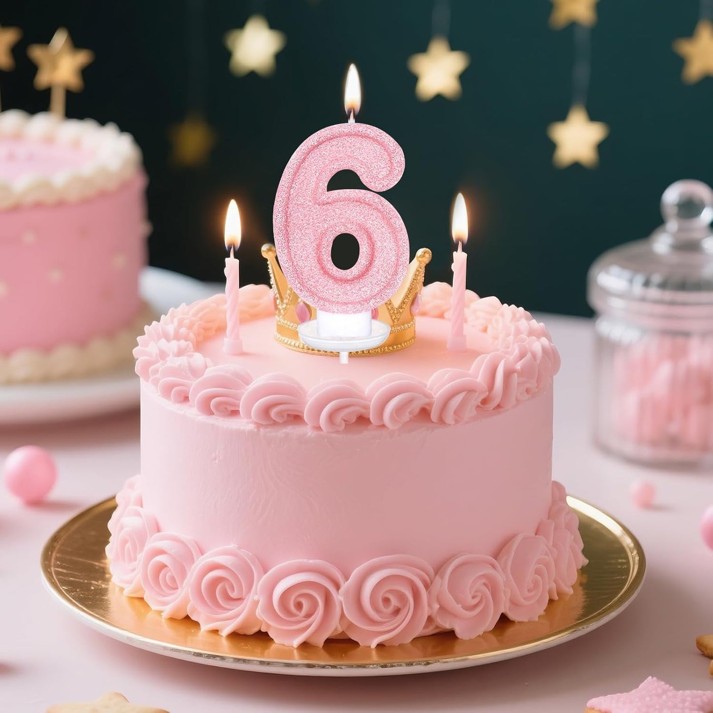 Cute Number 3 Birthday Candle, Glitter Pink Number Candles, Birthday Cake Topper Decoration, Party Supplies Anniversary Celebrations
